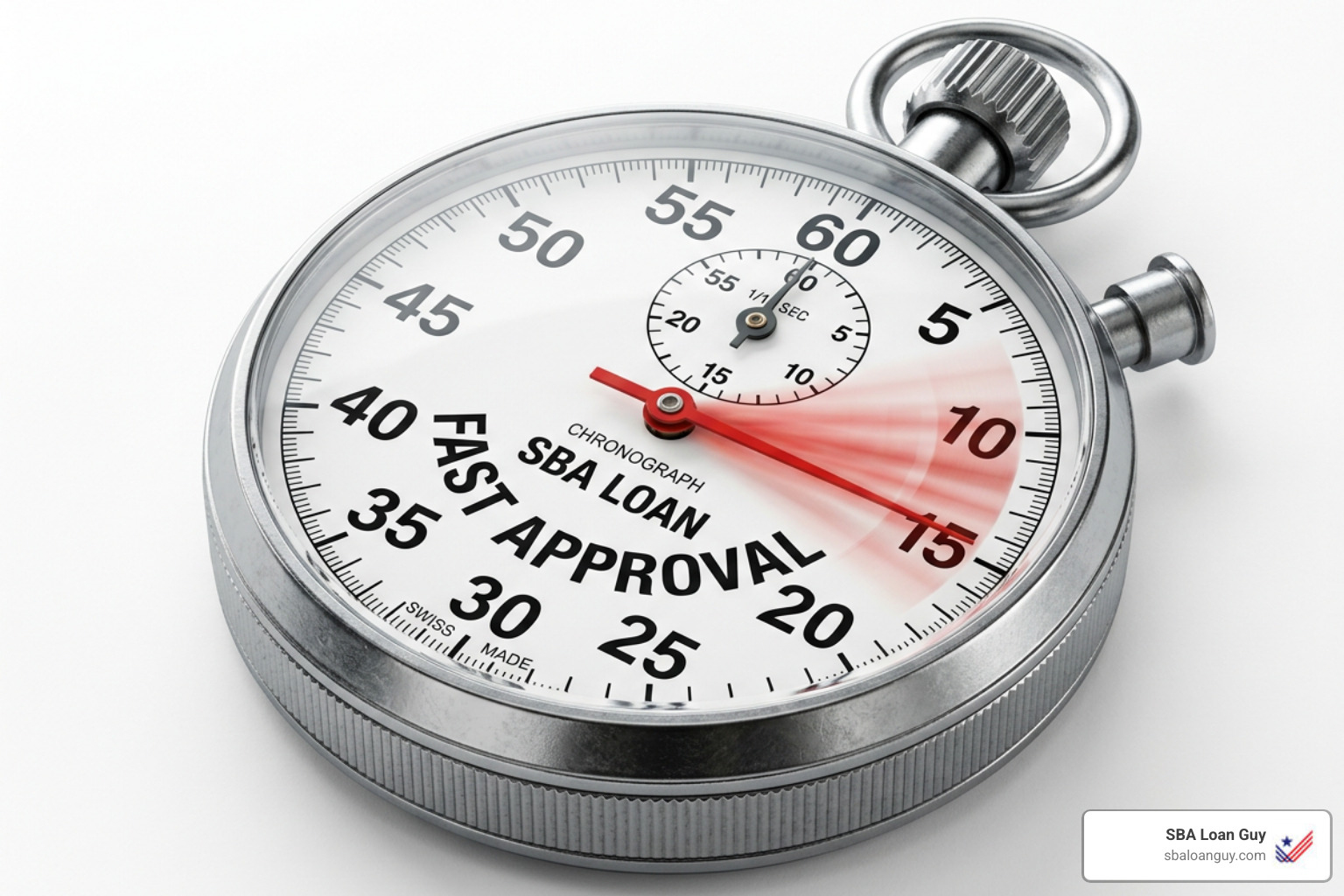 Stopwatch showing fast SBA loan approval speed - SBA Express Program