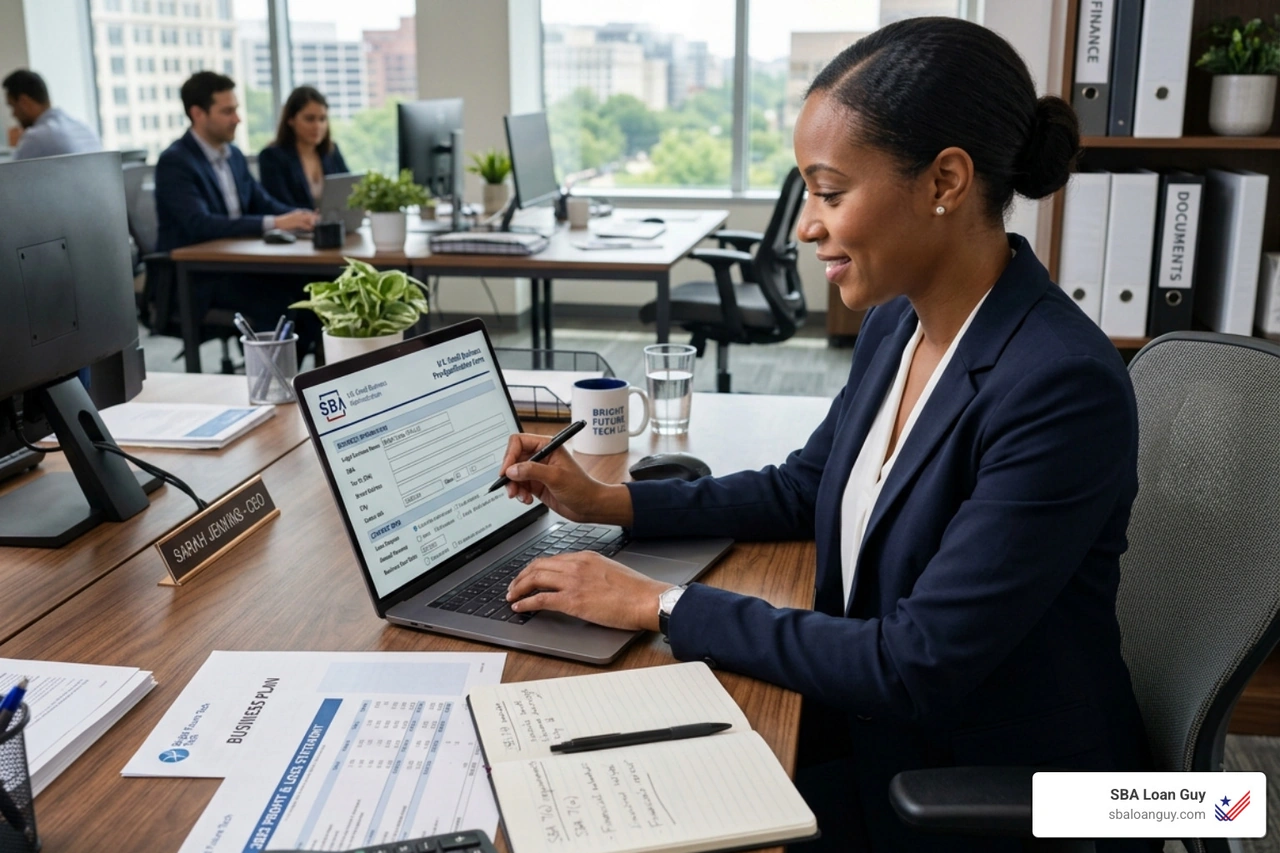 person filling out a digital SBA loan pre-qualification form on a laptop - sba loan pre-qualification person filling out a digital SBA loan pre-qualification form on a laptop - sba loan pre-qualification
