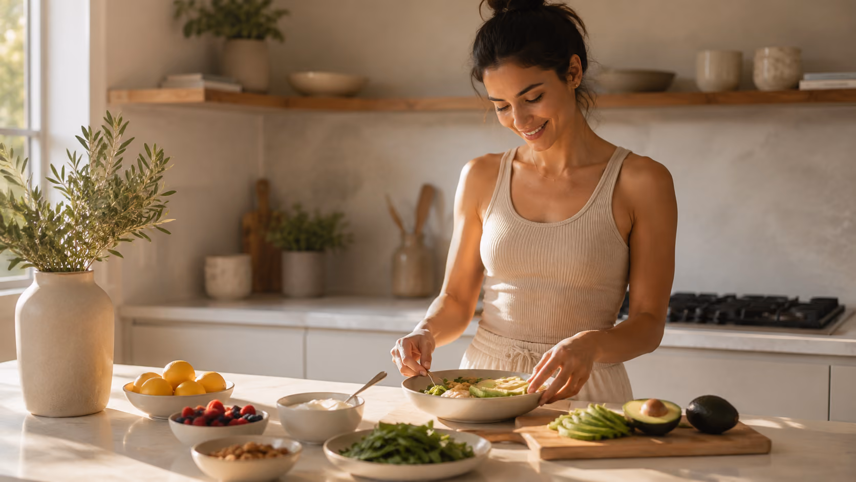 Woman cooking healthy meal