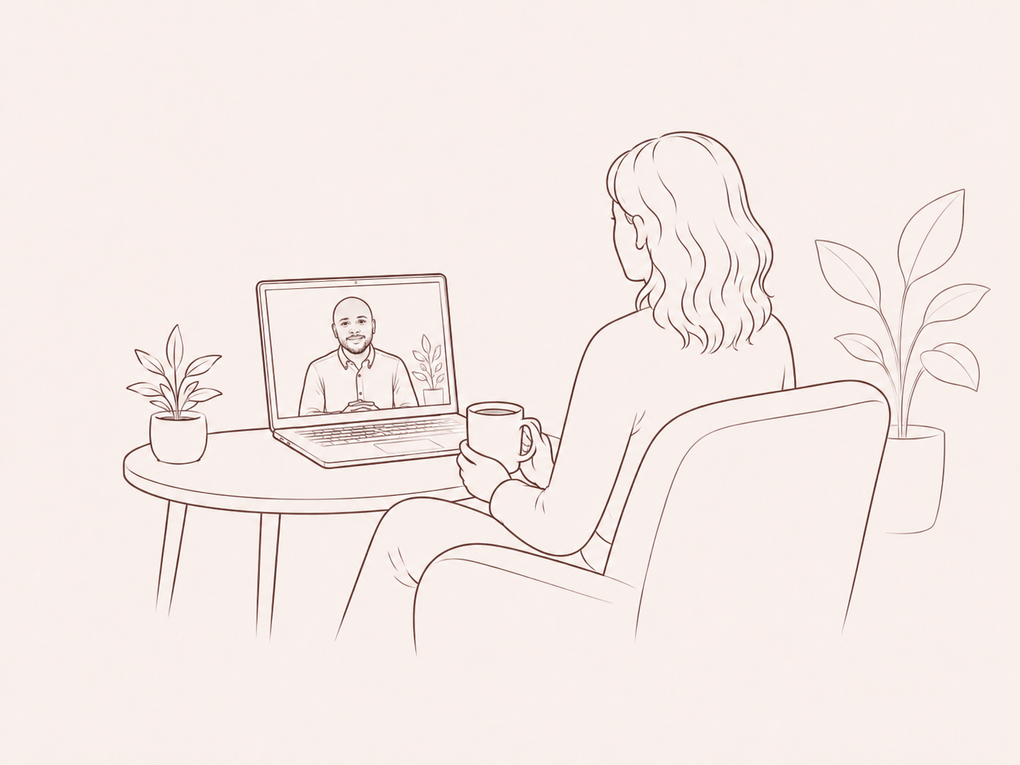 Couple meeting their therapist online