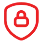 Red shield outline with a lock symbol inside, representing security or protection.
