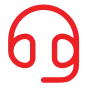 Red outline of a headset with microphone surrounding the letters 'tg' on a light background.