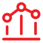 Red line graph with five nodes overlaying vertical bar chart.