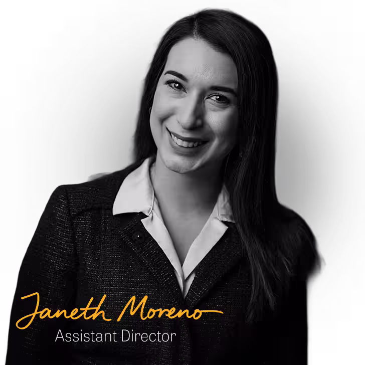 Black and white portrait of Janeth Moreno MPEDC