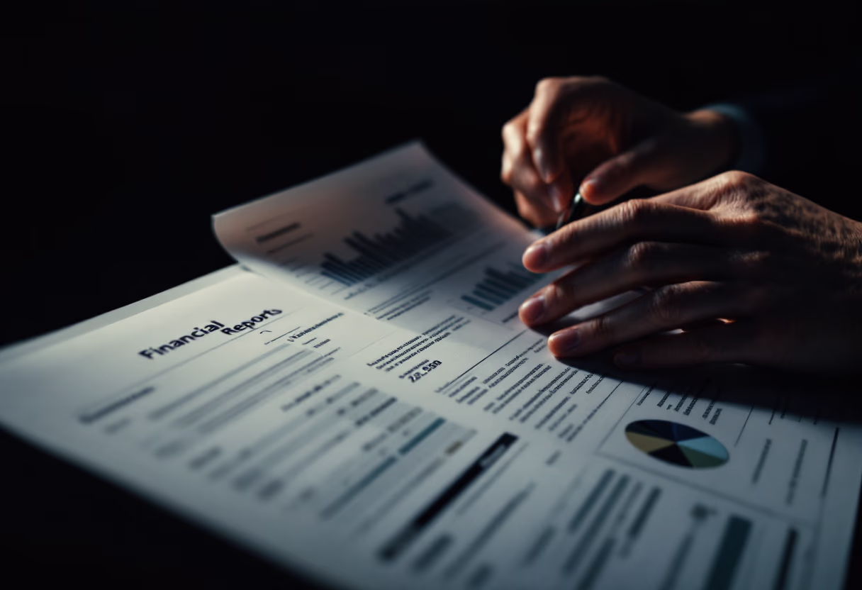 image of financial reports being reviewed