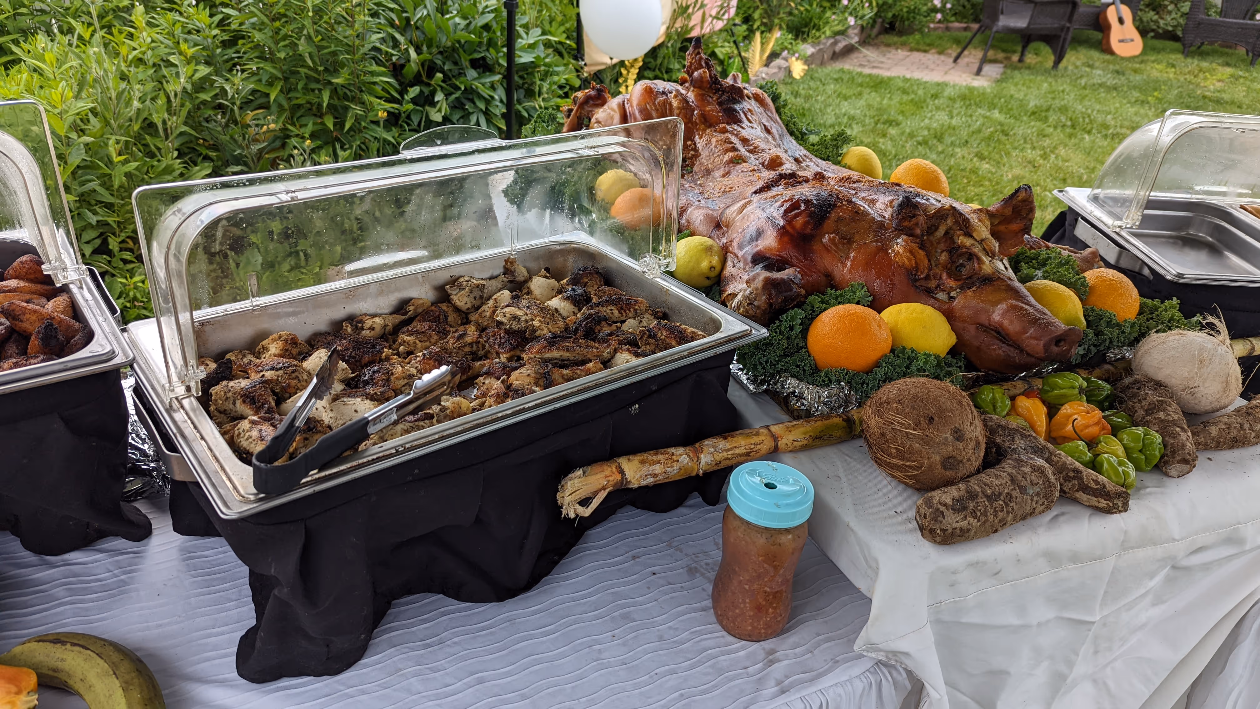 Cuban whole roast pig featured at catering event