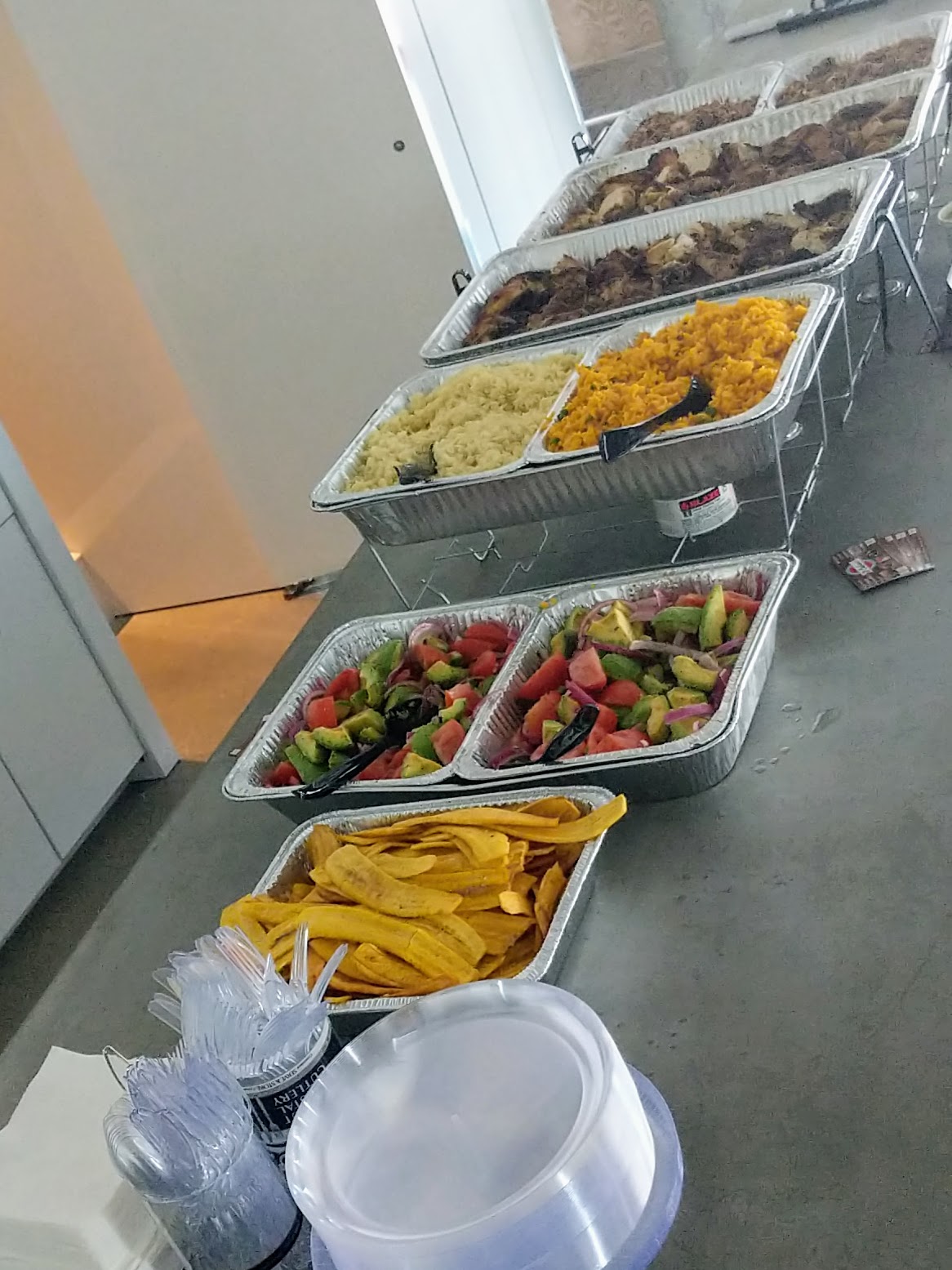 Cuban food buffet set up for corporate meeting break