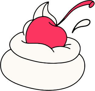 Cherry splashing into white cream Illustration