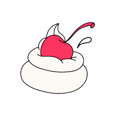 Cherry splashing into white cream Illustration