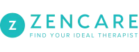 Zencare logo with a teal circle containing a white letter Z and the tagline 'Find your therapist' below the company name.