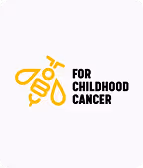 Yellow ribbon graphic beside the text 'For Childhood Cancer' on a white background.