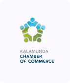 Kalamunda Chamber of Commerce logo with stylized figures forming a star shape above text.