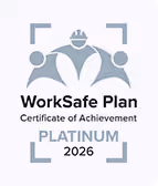 WorkSafe Plan Platinum 2026 Certificate of Achievement logo with three abstract people figures.