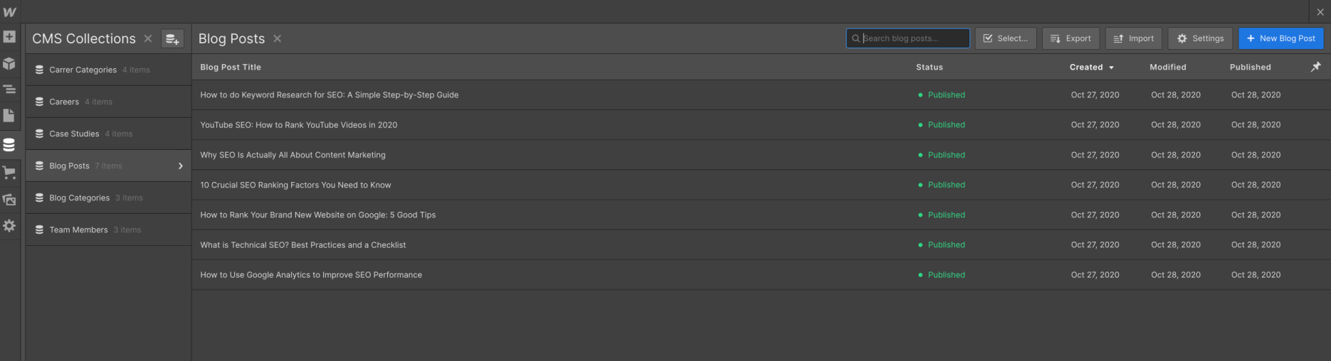 CMS Collection - SEO Webflow Template