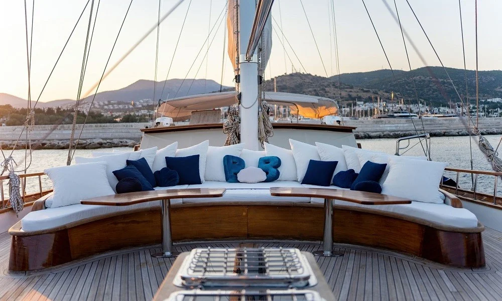 Babylon deck, Bodrum yacht charter.