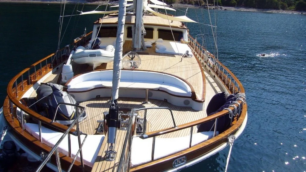 Kaya Guneri V aerial view, Bodrum yacht charter.