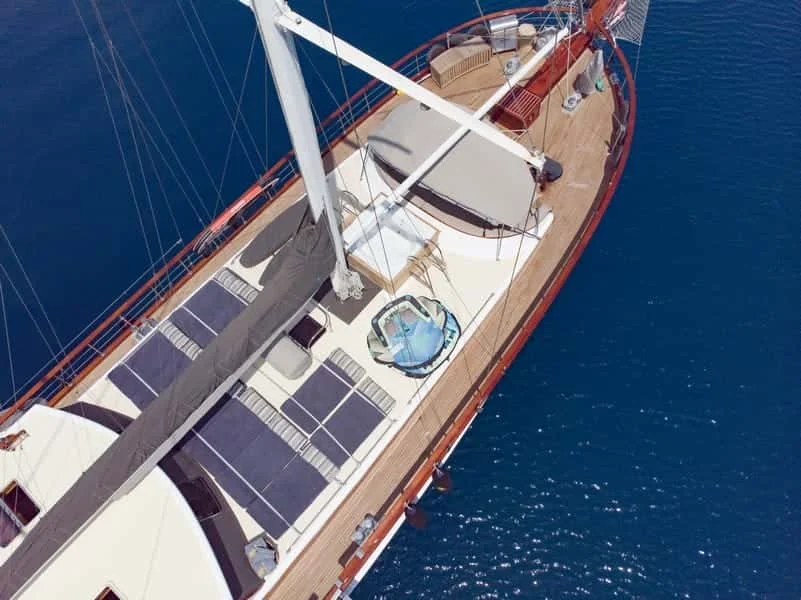 Kaptan Mehmet Bugra aerial view, Bodrum yacht charter.