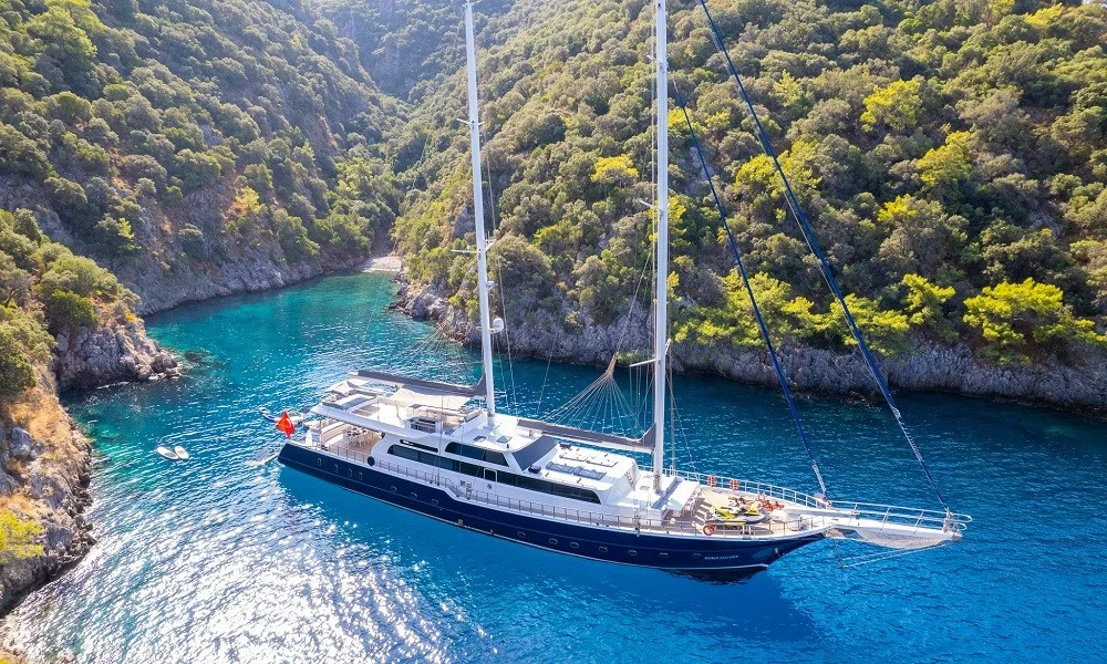 Esma Sultan on the water, Bodrum yacht charter.