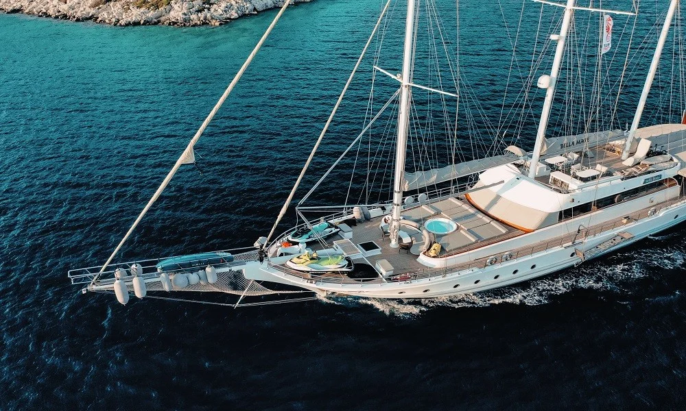Bella Mare deck, Bodrum yacht charter.