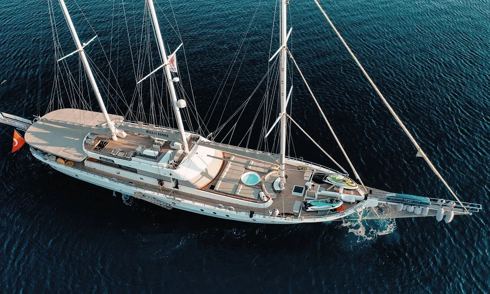 Bella Mare on the water, Bodrum yacht charter.