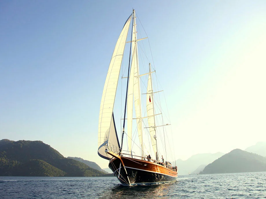 Queen of Datca aerial view, Bodrum yacht charter.