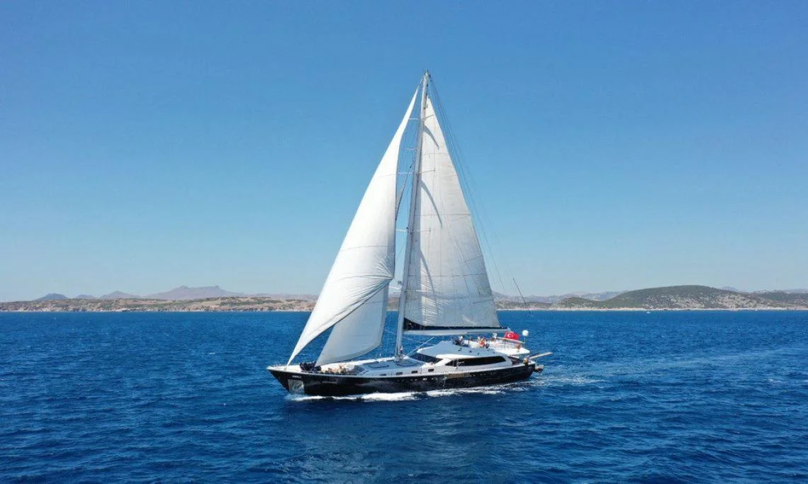 Canaria exterior view, Bodrum yacht charter.