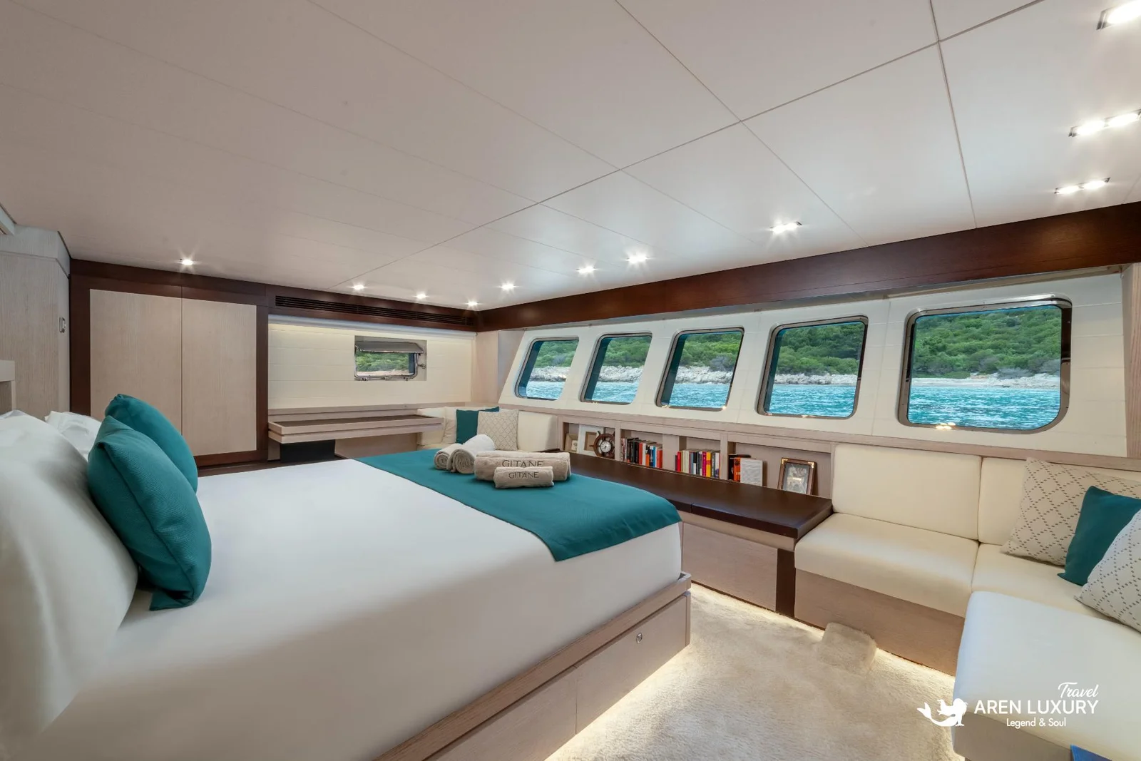 Gitane aerial view, Bodrum yacht charter.