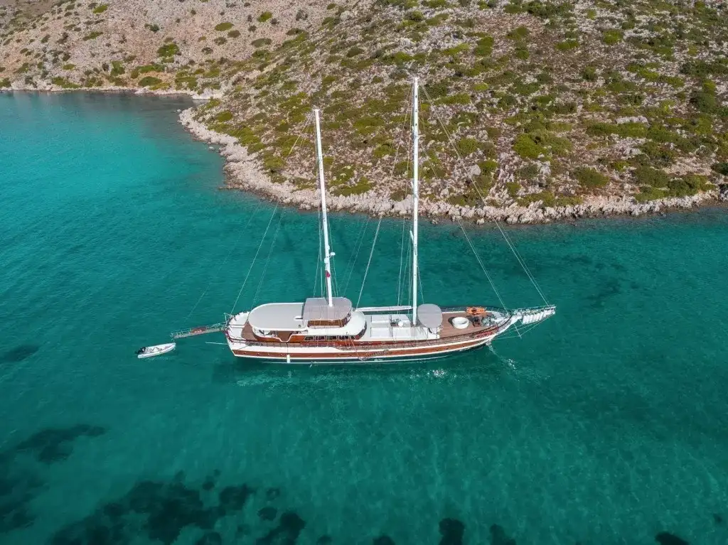 Halcon Del Mar on the water, Bodrum yacht charter.