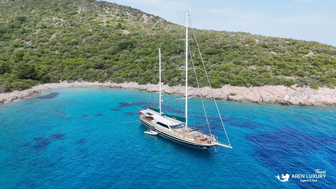 Gitane exterior view, Bodrum yacht charter.