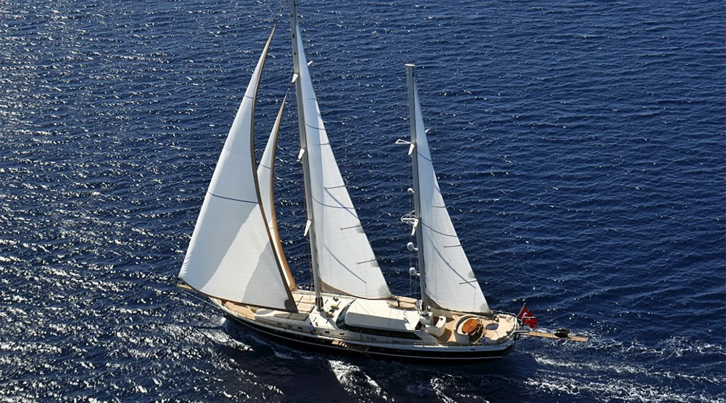 Dolce Mare aerial view, Bodrum yacht charter.