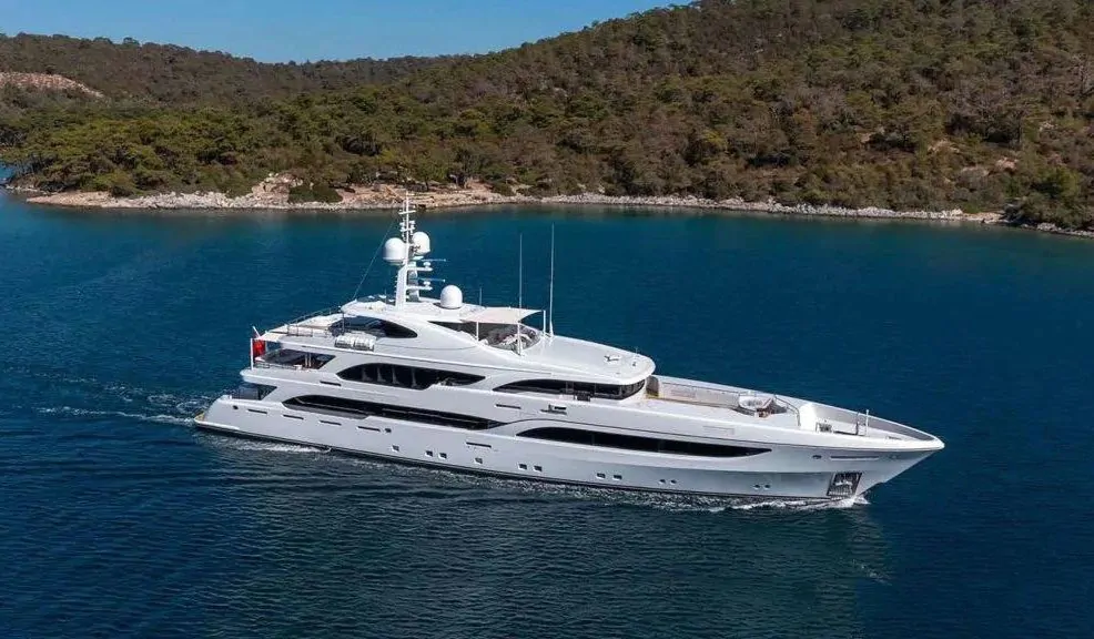 Mega Yacht 2 on the water, Bodrum yacht charter.