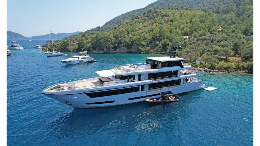 Mega Yacht 3 aerial view, Bodrum yacht charter.