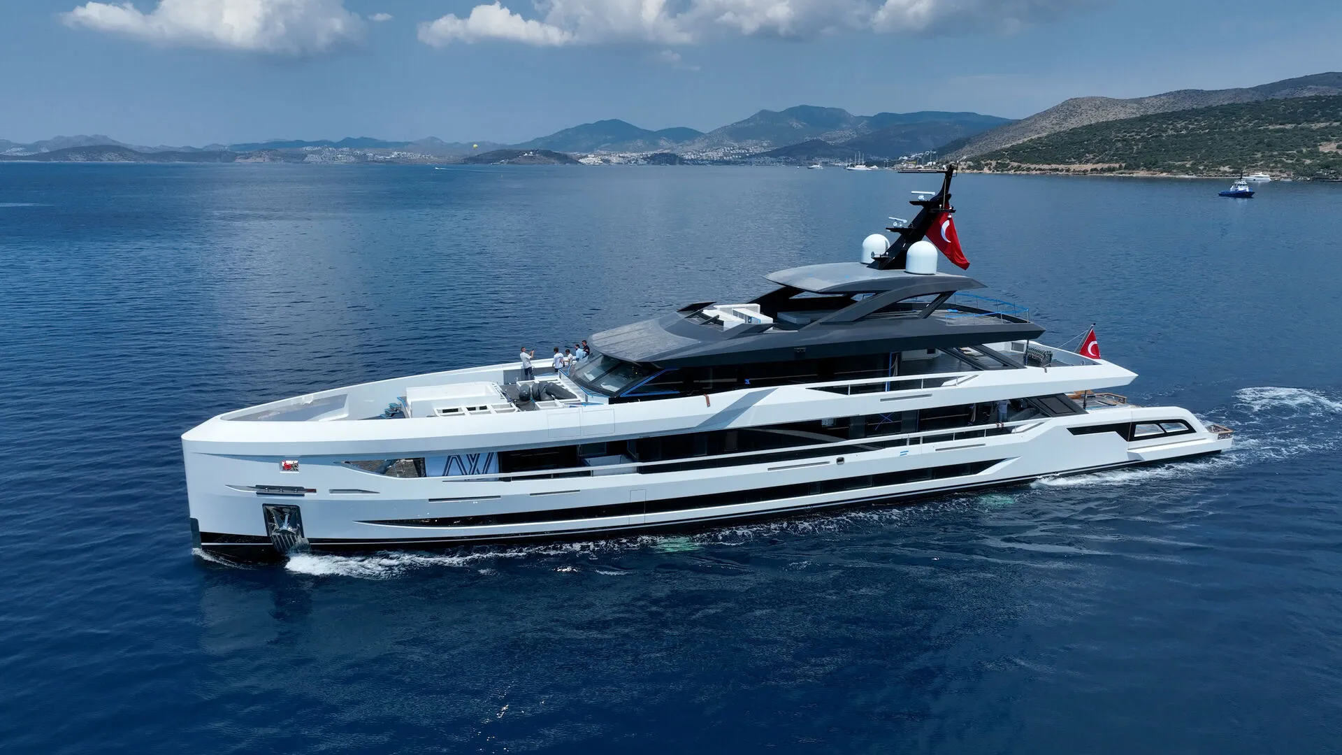 Mega Yacht 6 aerial view, Bodrum yacht charter.