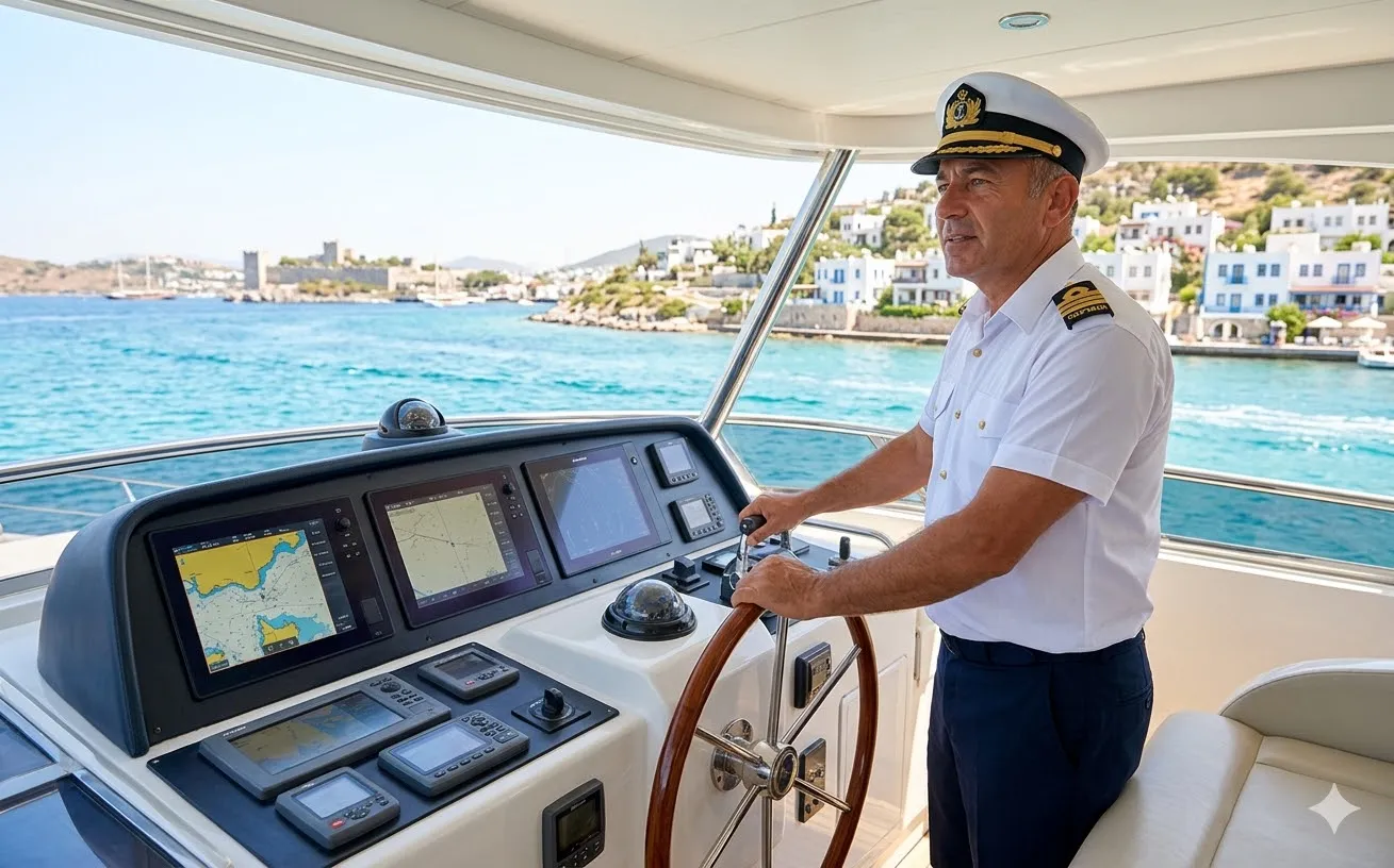Bodrum Orak Island Yacht Rental captain and crew, Bodrum.
