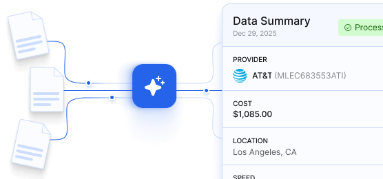 AI document processing extracting data from telecom invoices and contracts