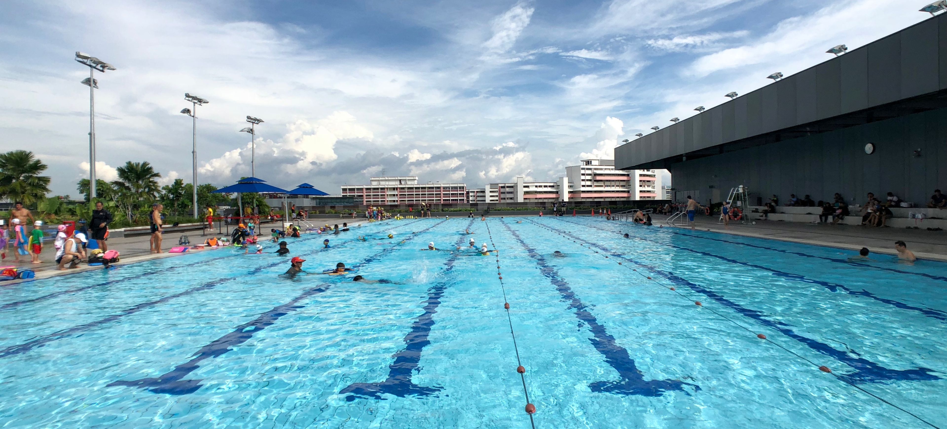 The upgraded outdoor training pool at Our Tampines Hub, Singapore.