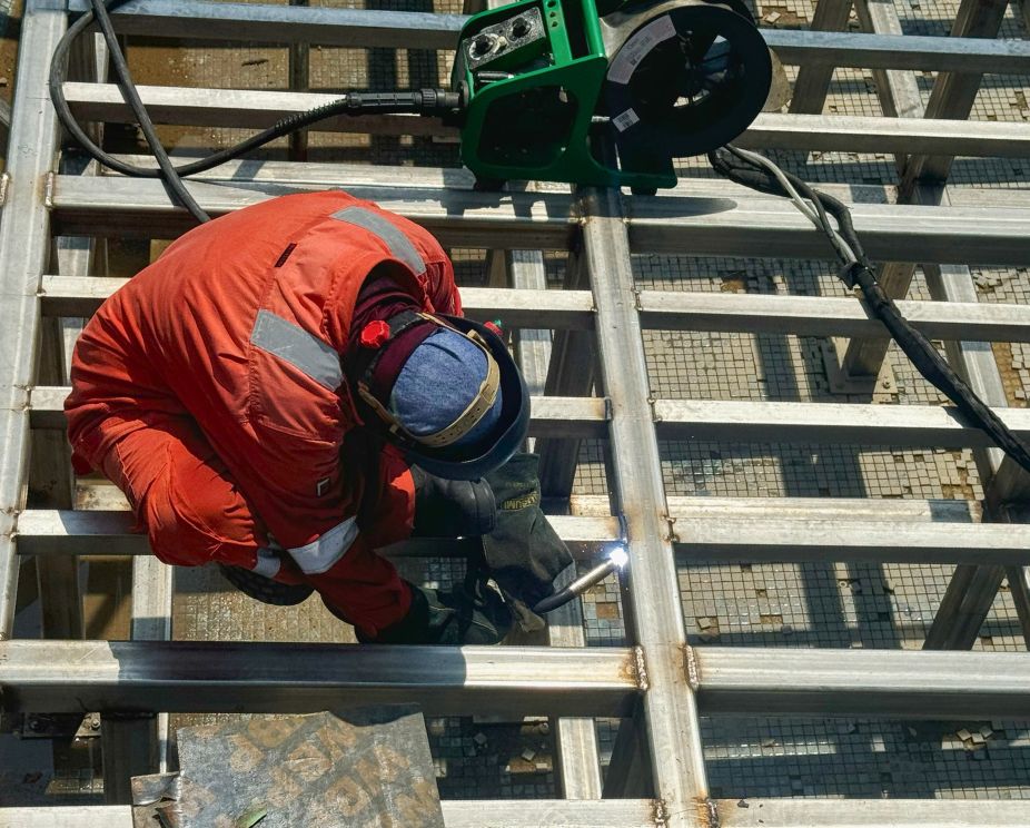 Stainless steel pool welding by Innovez Engineering is underway at Arcadia condo in Singapore.
