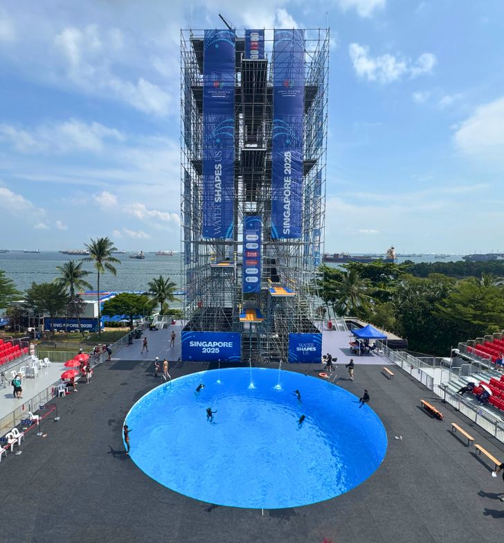 The world-class high diving competition pool at the World Aquatics Championships Singapore 2025.