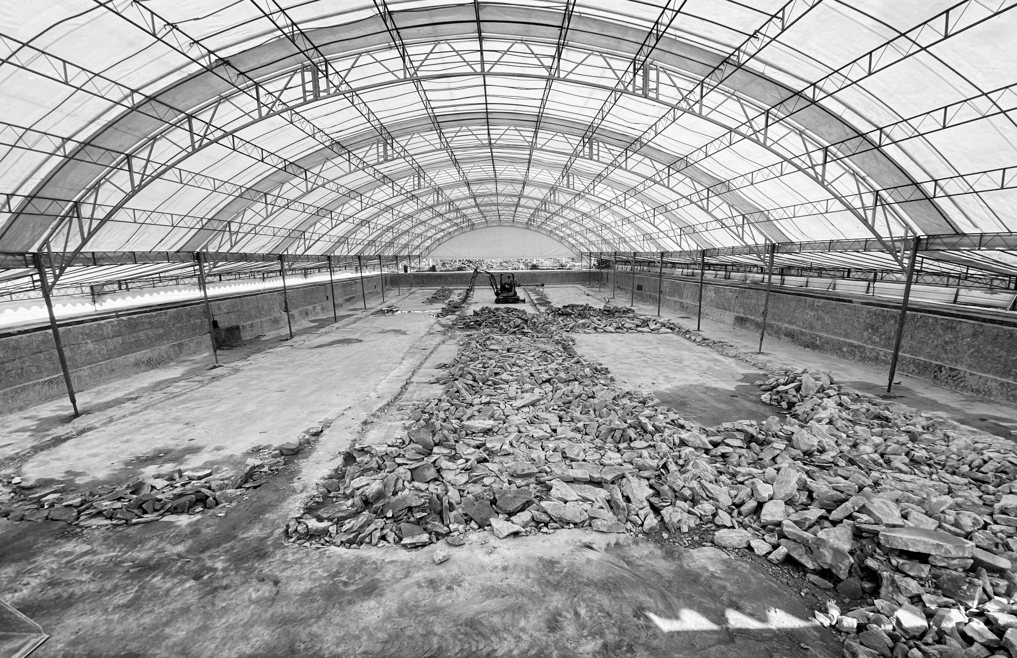 Demolition works are underway at the 50-metre competition pool located at The Singapore Island Country Club.
