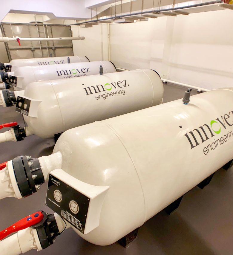 Innovez Engineering heavy-duty, high-rate swimming pool filters.