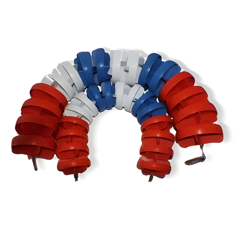 Pool lane ropes in white, red, and blue