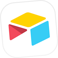 Logo coloré d'Airtable avec des formes abstraites jaunes, rouges et bleues.