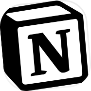 Icône de l'application Notion en forme de cube blanc avec une lettre N noire.