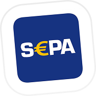 Logo SEPA bleu avec symbole euro jaune