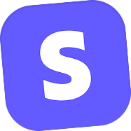 Icône blanche de la lettre S sur un fond violet arrondi.