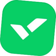 Icône d'application avec un symbole de coche blanche sur fond vert.