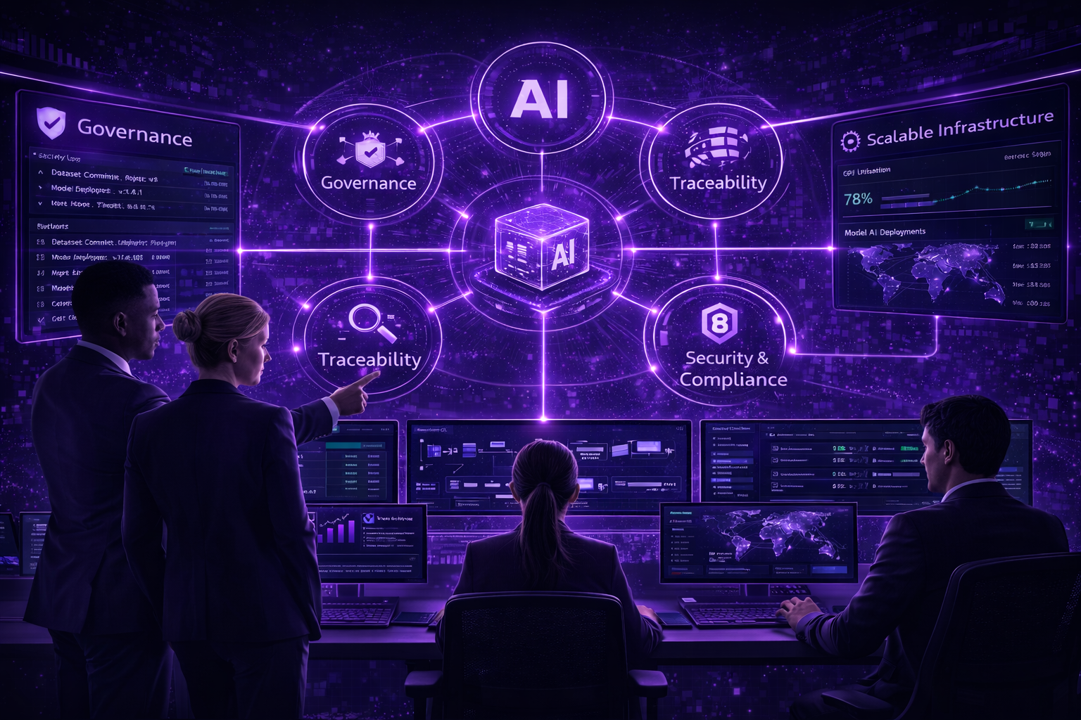 Enterprise teams using the Intellabel platform to manage AI governance, traceability, security, and scalable infrastructure for production deployments.