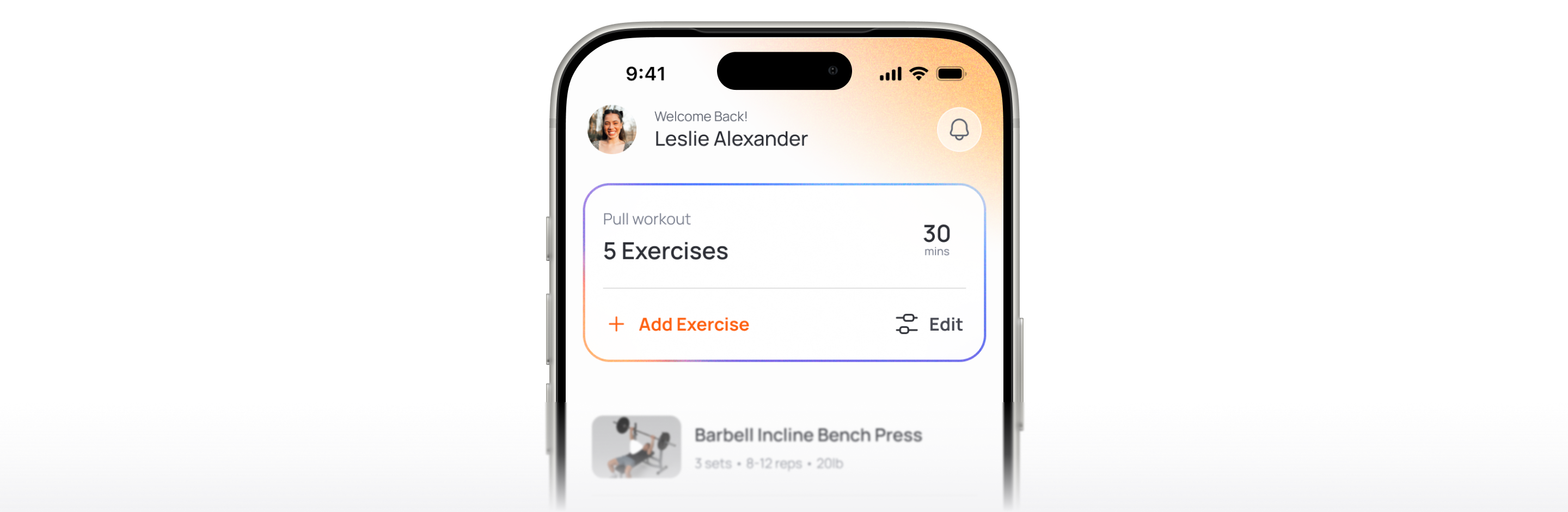 SwipeHealth workout screen