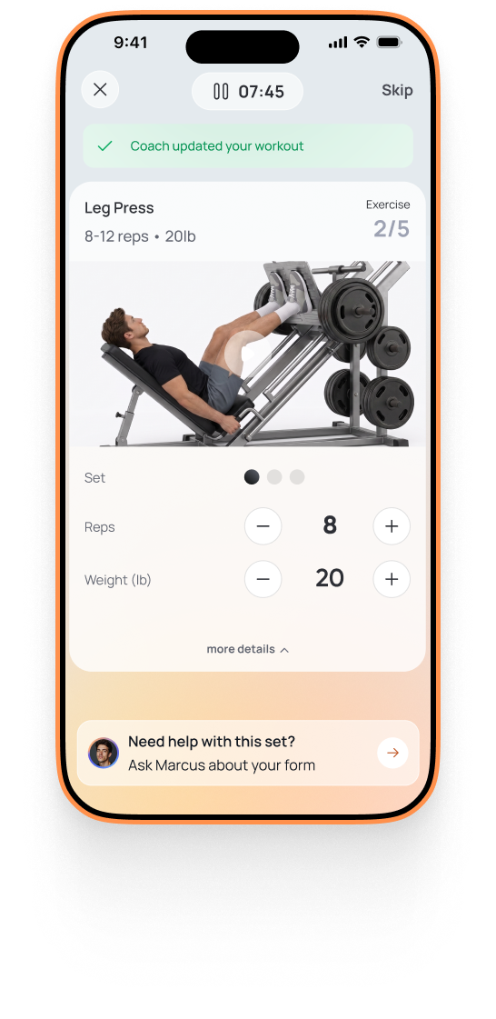 Coach replaces an exercise mid-workout