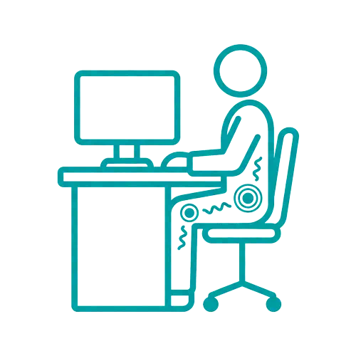 Sciatica pain while sitting illustration representing chiropractic care in Penshurst NSW